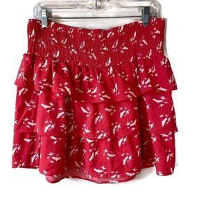Vanity Tiered Red Bird Skirt Elastic S